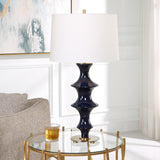 Lighting Coil Sculpted Blue Table Lamp