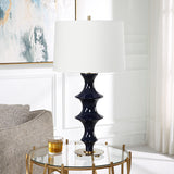 Lighting Coil Sculpted Blue Table Lamp