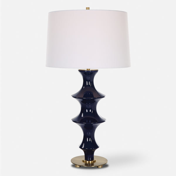 Lighting Coil Sculpted Blue Table Lamp