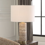 Lighting Cortado Travertine Table Lamp