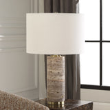 Lighting Cortado Travertine Table Lamp