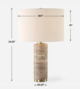 Lighting Cortado Travertine Table Lamp