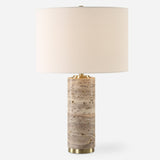 Lighting Cortado Travertine Table Lamp