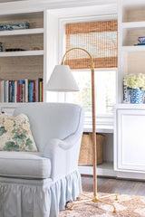 Lighting - Floor Lamp Curves No.1 1 Light Floor Lamp with Rattan Accent // Aged Brass 