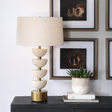 Lighting Hemisphere Travertine Table Lamp