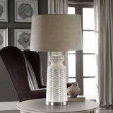 Lighting Kansa Distressed White Table Lamp