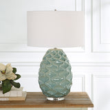Lighting Laced Up Sea Foam Glass Table Lamp