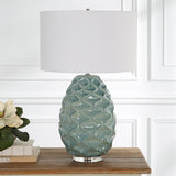 Lighting Laced Up Sea Foam Glass Table Lamp