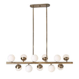 Droplet 11 Light Linear Chandelier // Brushed Brass