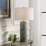Lighting Meltdown Ivory Teal Table Lamp