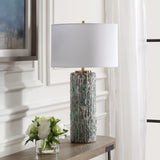 Lighting Meltdown Ivory Teal Table Lamp