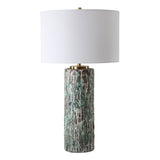 Lighting Meltdown Ivory Teal Table Lamp