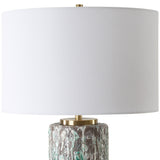 Lighting Meltdown Ivory Teal Table Lamp