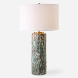 Lighting Meltdown Ivory Teal Table Lamp