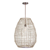 Cross Weave Seagrass Single Light Pendant // Aged Bronze