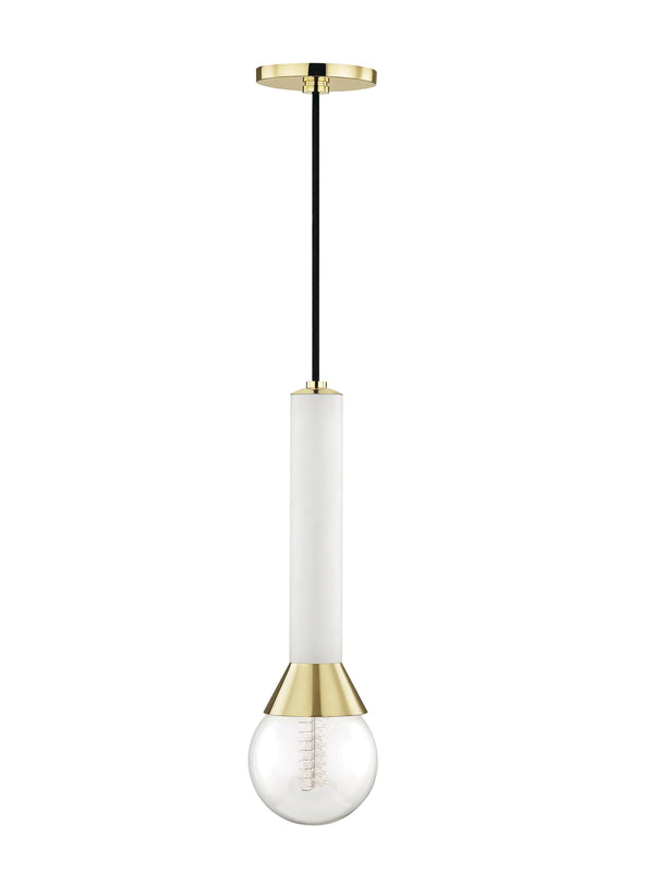 Lighting - Pendant Via 1 Light Pendant // Polished Brass & White 
