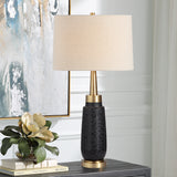 Lighting Spyglass Black Wood Grain Table Lamp