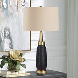 Lighting Spyglass Black Wood Grain Table Lamp