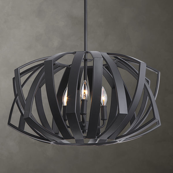 Lighting Thales Black Geometric 3 Light Pendant