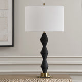 Lighting Threefold Black Stone Table Lamp