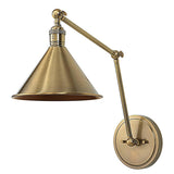 Exeter Cone Swing Arm Sconce // Brushed Antique Brass