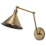 Exeter Cone Swing Arm Sconce // Brushed Antique Brass