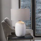 Lighting Winterscape White Glaze Table Lamp
