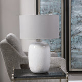 Lighting Winterscape White Glaze Table Lamp