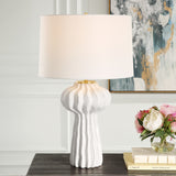 Lighting Wrenley Ridged White Table Lamp