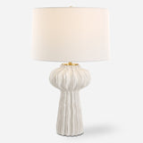 Lighting Wrenley Ridged White Table Lamp