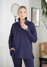 Loungewear Elena Butter Modal Collared Long Sleeve // Navy