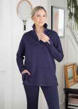 Loungewear Elena Butter Modal Collared Long Sleeve // Navy