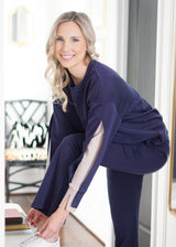 Loungewear Everly Butter Modal Split Sleeve Crew Neck // Navy