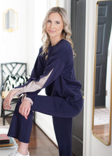 Loungewear Everly Butter Modal Split Sleeve Crew Neck // Navy