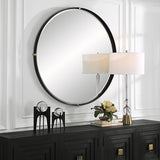 Mirror Bonded Round Mirror // Black & Gold