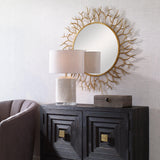 Mirror Into The Woods Gold Round Mirror