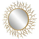 Mirror Into The Woods Gold Round Mirror