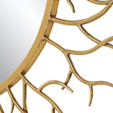 Mirror Into The Woods Gold Round Mirror