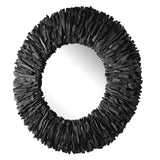 Mirror Teak Branch Black Round Mirror