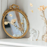 Mirror Victorian Antiqued Gold Round Mirror