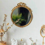 Mirror Victorian Antiqued Gold Round Mirror