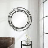 Mirror Whirlwind Black Round Mirror
