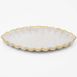 12" Oval Scalloped Marble Tray