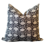 Pillow Covers Black & Beige Floral Block Print Pillow Cover 22x22