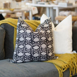 Pillow Covers Black & Beige Floral Block Print Pillow Cover