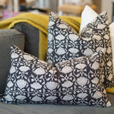 Pillow Covers Black & Beige Floral Block Print Pillow Cover