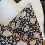 Pillow Covers Black & Beige Floral Block Print Pillow Cover