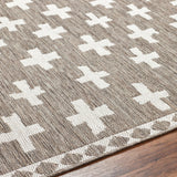 Rug Long Beach Cross Outdoor Rug // Brown & Ivory