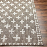 Rug Long Beach Cross Outdoor Rug // Brown & Ivory