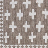 Rug Long Beach Cross Outdoor Rug // Brown & Ivory